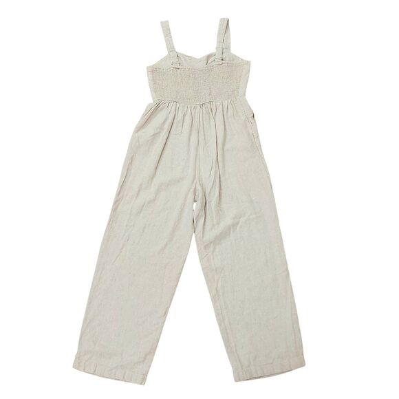 Old Navy Jumpsuit Womens Medium Beige Fit & Flare Linen Blend Beach Coastal - Picture 6 of 12